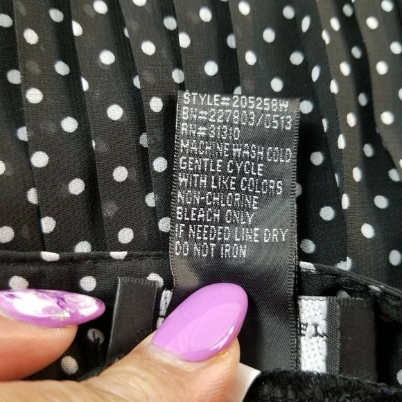 Amy Wear Girls Black & White Pleated Polka dot Swing Sheer Skirt Size 16 w/slip - Picture 6 of 8